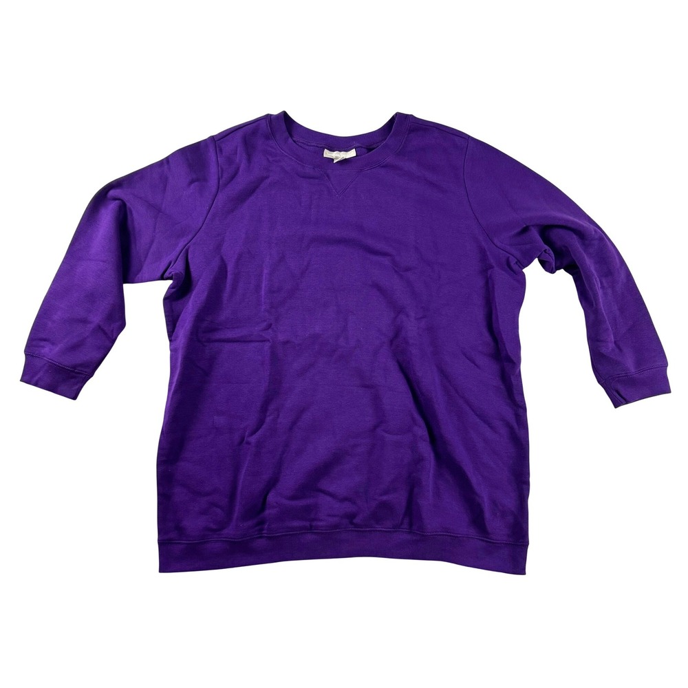 Woman Within Purple Crewneck Fleece Sweatshirt Plus Size 1X 22/24 37-3560-2